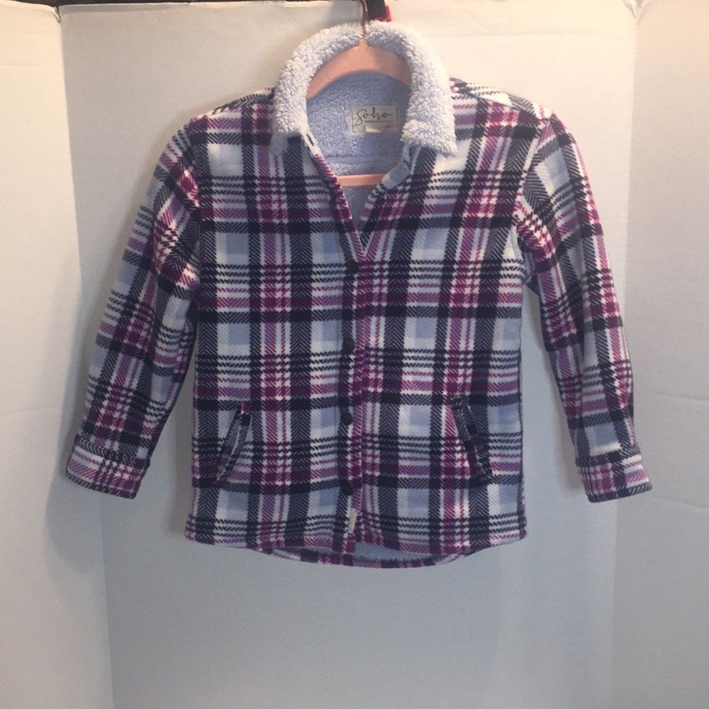 SOHO THREADS GIRLS FLEECE SHERPA LINED JACKET SNAP FRONT SIZE 5/6 XS